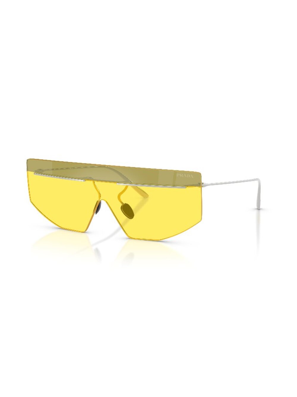 New Prada Men's Sunglasses Silver Aviator Yellow Lens Metal Frame PR B55S 1BC20O